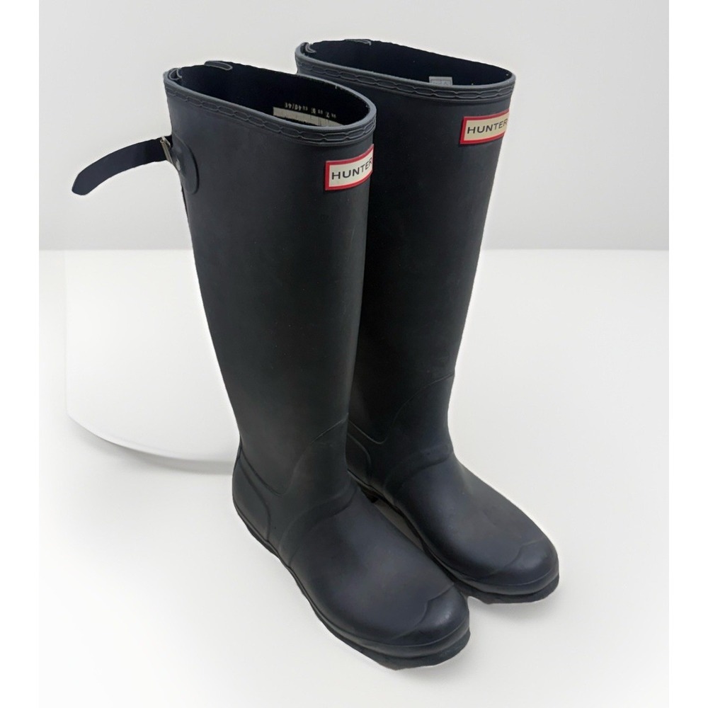 Hunter Original Rain Boots Black Matte Rubber Tall Buckle Sz US 9 Men's
